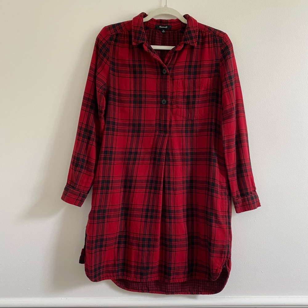 Madewell Latitude Buffalo Check Flannel Shirtdress - Picture 2 of 16
